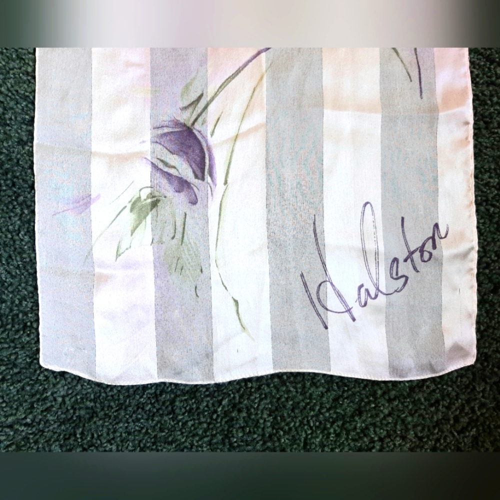 Long Floral Striped Scarf